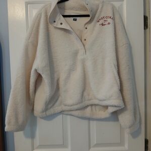 American Eagle Outfitters Cream Fleece Pullover